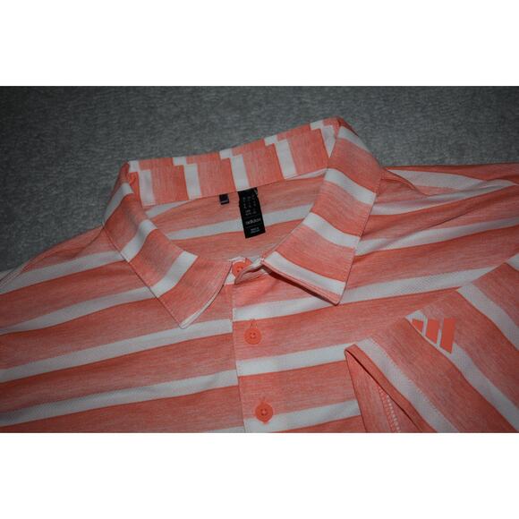 Adidas Golf Polo Shirt Mens Size XL Polyester Performance Pink Striped - Picture 5 of 6